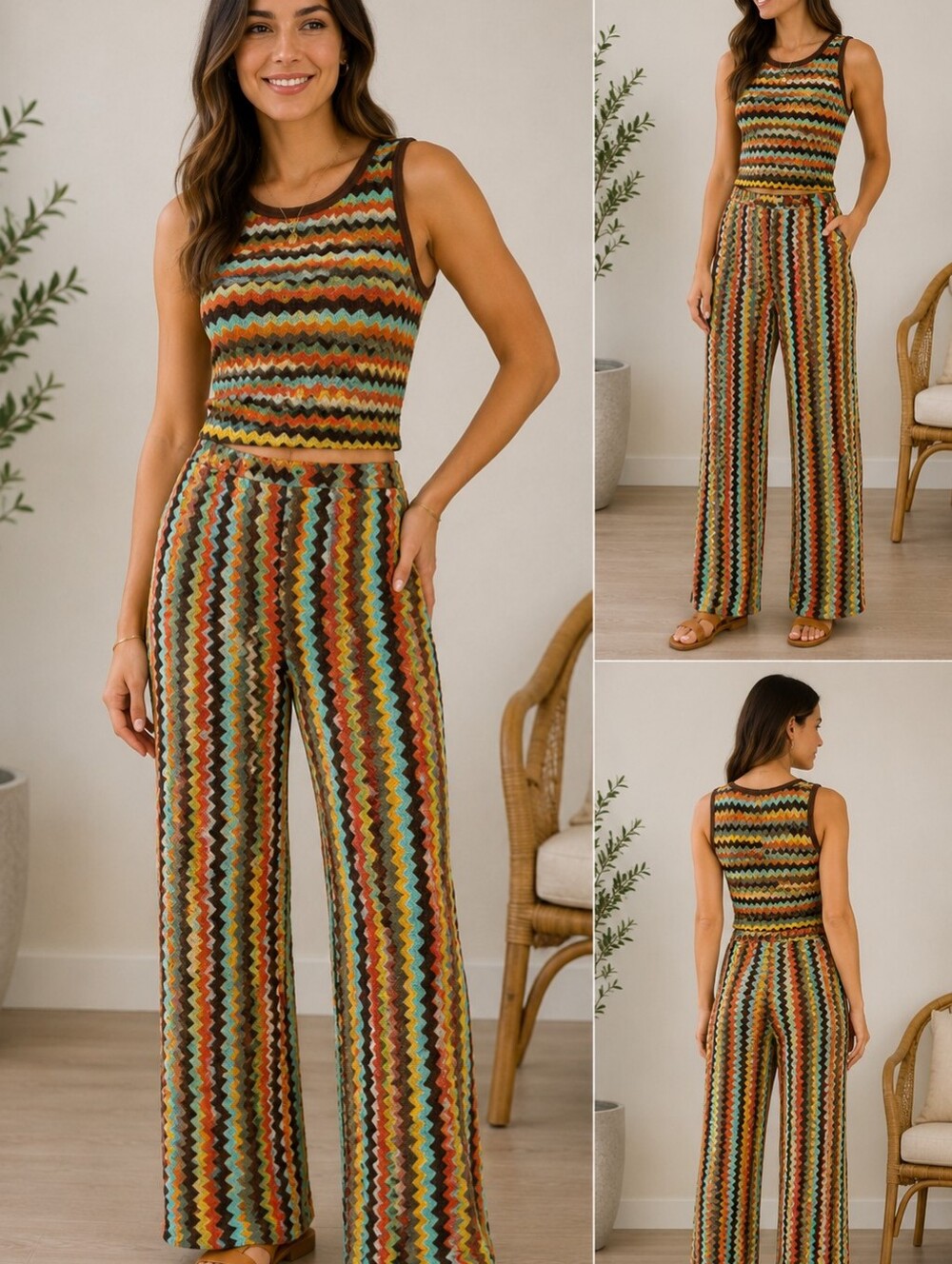 A-169 NWT Lizette Collection Chevron Knit 2-Piece Set Small